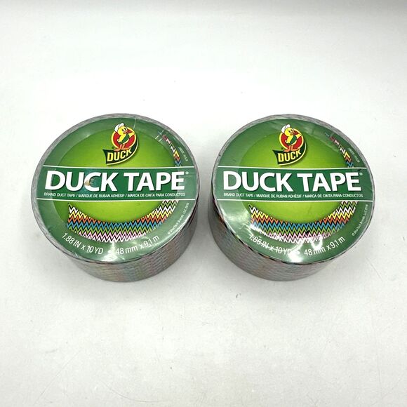 Lot of 2 DUCK Geometric Design Duck Tape 1.88" X 10YD Multicolor NEW SEALED - Picture 1 of 5
